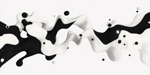 Poster - Abstract Monochrome Liquid Flow: An artistic depiction of flowing black and white liquid, creating dynamic and abstract shapes, perfect for design backgrounds.