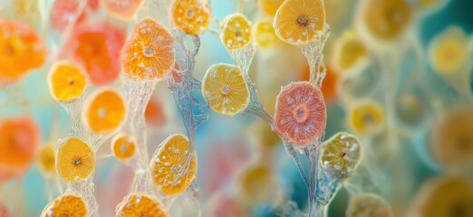 Poster - Colorful abstract representation of citrus fruits with intricate details and textures