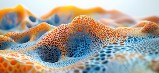 Poster - Colorful abstract 3D surface with organic shapes and textures resembling cellular structures
