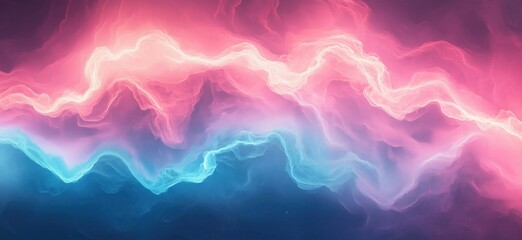 Poster - Abstract colorful wave pattern with pink and blue hues in digital art style