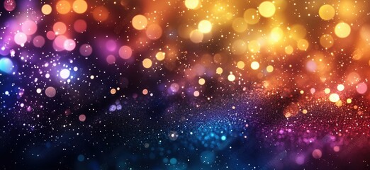 Poster - Colorful bokeh lights and sparkling particles creating vibrant abstract background