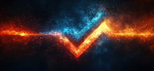 Poster - Dynamic abstract background with fiery and icy arrows representing growth and progress
