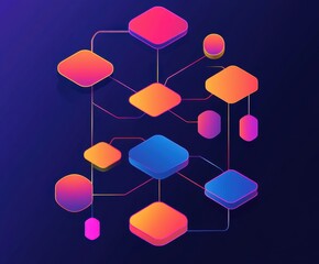 Poster - Abstract data structure: Modern digital abstract with intricate geometric shapes, interconnected with elegant lines and subtle gradients.
