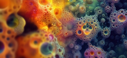 Poster - Colorful abstract bubbles and textures creating vibrant visual patterns