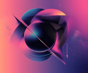 Poster - abstract geometric sphere: a mesmerizing digital artwork showcasing a gradient composition of abstra
