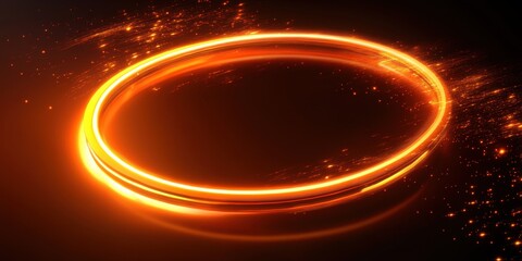 Poster - Mystic Glow: An ethereal ring of light floats in the darkness, its radiant glow captivating the eye. A mesmerizing digital artwork.