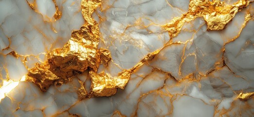Poster - Elegant marble texture with golden veins and luxurious design elements