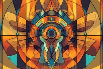 Poster - geometric abstract design: a stunning artistic geometric composition using a vibrant palette of warm