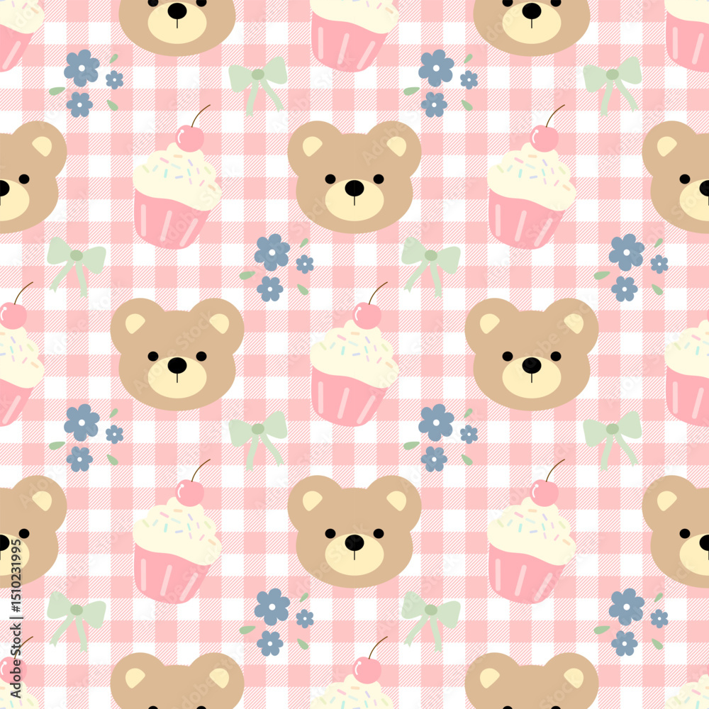 seamless pattern with teddy bear Stock Vector | Adobe Stock