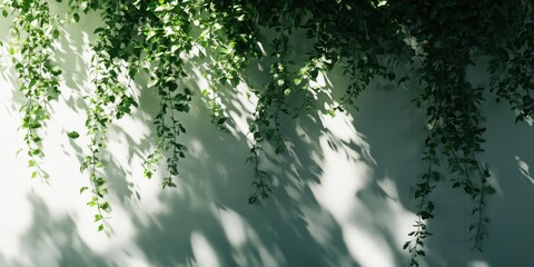 Poster - lush greenery and shadow play: a captivating close-up of vibrant green leaves casting dynamic shadow