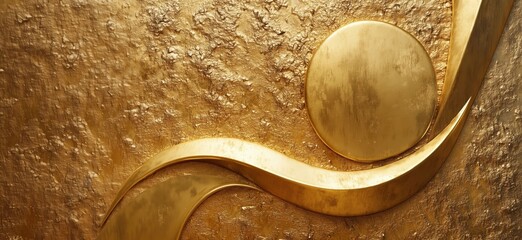 Poster - Elegant golden abstract design with smooth curves and textured background