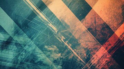 Poster - Modern abstract design with dynamic linear scratches and vibrant red-blue hues