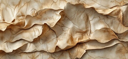 Poster - Textured abstract background of crumpled paper with natural earthy tones and patterns