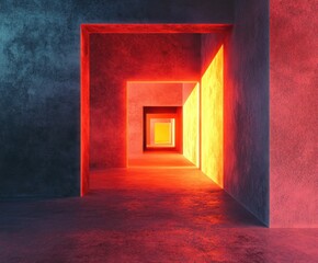 Poster - radiant pathways: an artful, surreal composition showcases a sequence of receding doorways, each bat