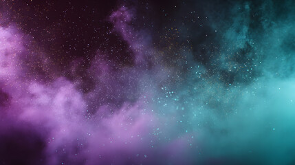 Poster - Celestial Symphony: A mesmerizing celestial display unfolds with ethereal clouds of violet and turquoise hues, creating a sense of cosmic wonder and boundless depth.