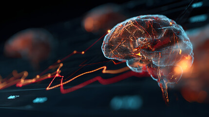 Poster - Unveiling the Mind: A luminous, artistic rendering of a human brain pulses with vibrant energy, illuminated by streams of data, in a thought-provoking exploration of neuroscience and consciousness.