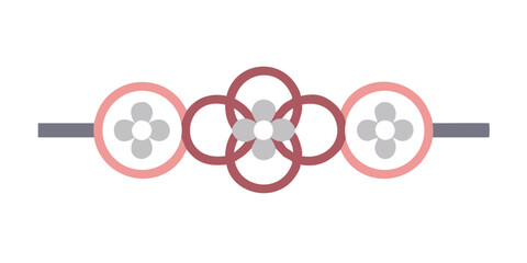 Poster - Abstract floral dividers with circular and floral motifs in pink  