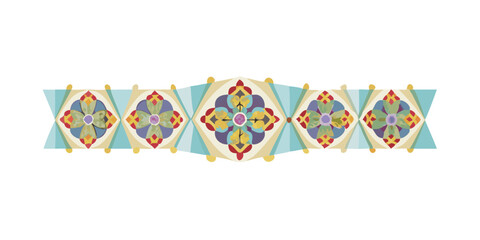 Poster - Colorful kaleidoscope-style pattern with geometric shapes and design  