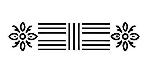 Poster - Linear symmetry design with floral accents in black and white  