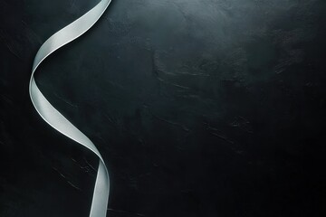Poster - elegant ribbon on dark backdrop: a graceful, silver ribbon twists and turns against a deep, charcoal