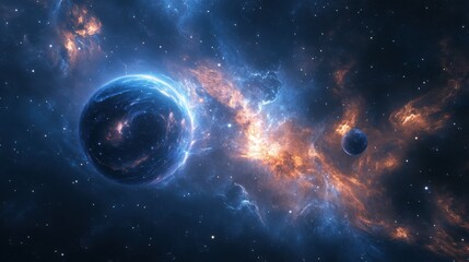 Poster - Cosmic Symphony A Dance of Planets Nebulae and Stars in the Vast Expanse of Space