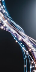 Fototapete - a series of colorful lines and dots that appear to be moving in a wave. the image has a futuristic a