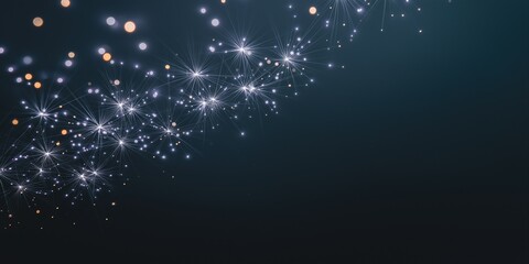 Poster - A dark blue background with a bright starry sky. The stars are scattered all over the sky and the background is dark
