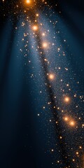 Poster - A blue sky with a bright orange streak of light. The light is coming from a star and is shining through the sky