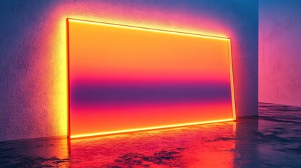 Poster - Glowing Panel: An eye-catching display featuring a brightly illuminated rectangular panel emits a warm and inviting glow against a textured wall.