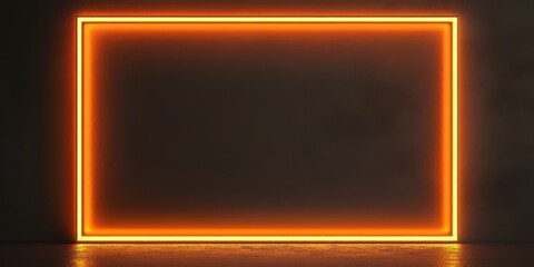 Poster - Illuminating Rectangle: A vibrant neon rectangle glows against a dark backdrop, with a warm and inviting ambiance, perfect for modern design concepts.