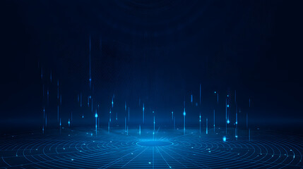 Poster - Digital Data Stream: Abstract digital data streams rising from a circular base, creating a futuristic and technological background.