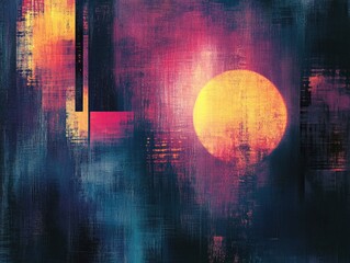 Poster - abstract sunset: captivating a vibrant dusk sky with the warm embrace of the setting sun and structu