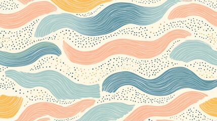 Poster - artistic waves: a seamless pattern showcasing an abstract design of flowing, textured waves in paste