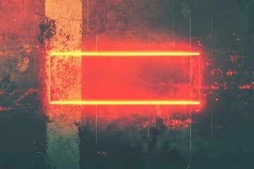 Poster - illuminated rectangular: a close-up shot showcasing an illuminated rectangular neon sign, radiating 