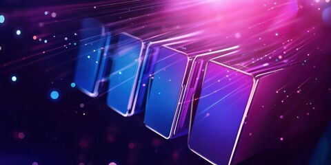 Poster - Digital Connectivity Cubes: Modernistic graphic art that showcases an interconnected network of digital cubes, representing technology and the flow of information.