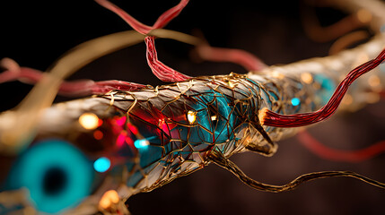Poster - Intricate Neuronal Pathways: Delve into the microscopic world with this close-up perspective of complex neural structures.