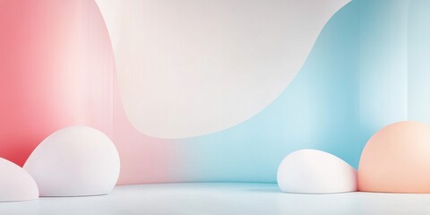Poster - Pastel Easter: A serene composition of pastel colors in an egg-themed scene, blending soft hues and organic forms, creating a delicate and elegant atmosphere.