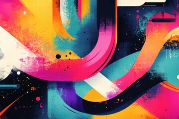 Poster - abstract colorful swirls: a vibrant, dynamic composition of swirling, abstract shapes in a bold pale