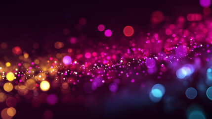 Poster - Bokeh Symphony: A mesmerizing display of vibrant bokeh lights swirls gracefully, transforming the darkness into a captivating canvas of color and beauty. This abstract art creates a sense of wonder.
