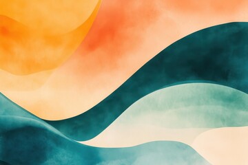 Poster - abstract landscape in gradient hues: an evocative abstract landscape with a dreamy blend of soft, gr