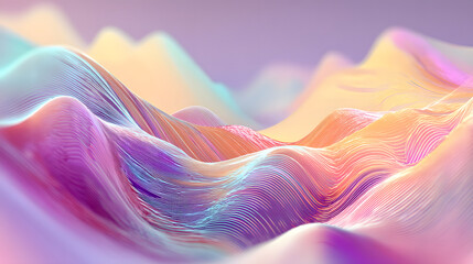 Poster - abstract pastel mountains: a mesmerizing digital rendering of undulating, abstract mountains. the dy