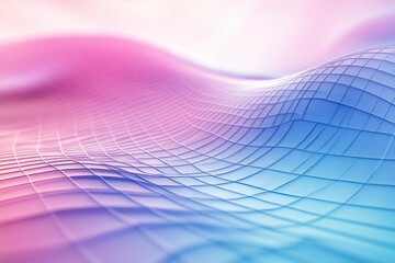 Poster - Colorful Wave Grid: An abstract image featuring a grid pattern in a wave-like formation, rendered in soft, pastel colors of pink and blue, creating a smooth, visually appealing design.