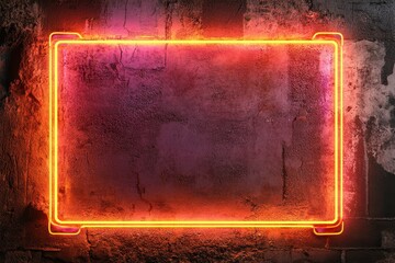 Poster - neon sign on aged wall: an illuminated neon sign adorns a weathered brick wall, its vibrant glow con