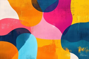 Poster - vibrant abstract shapes: an explosion of colors forms an eye-catching composition, a digital artwork