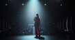 © Gorodenkoff - Celebrity Public Speaker Giving an Inspiring Talk at an International Business Development Conference. Female Walking on Stage with a Microphone to Deliver a Strong Message and Coaching Advice
