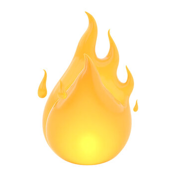 Stylized flame isolated on transparent background in 3D rendering