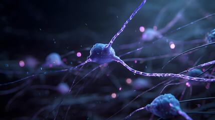 Poster - Microscopic Wonders: Detailed depiction of neurons within the human brain. These interconnected cells are essential for everything