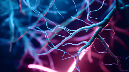 Poster - vibrant network: a network of radiant, interconnected tendrils, illuminated by a symphony of pink an