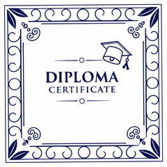 Poster - Elegant diploma certificate design with graduation cap and decorative frame perfect for various design projects.