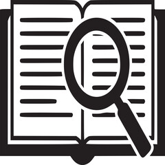 Poster - Illustration of an open book with a magnifying glass over the pages